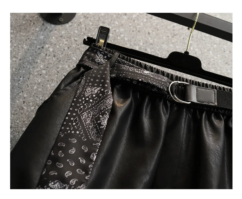 Comfortable Faux Leather Shorts with Elastic Waistband for Women-Green-2XL-State of Style