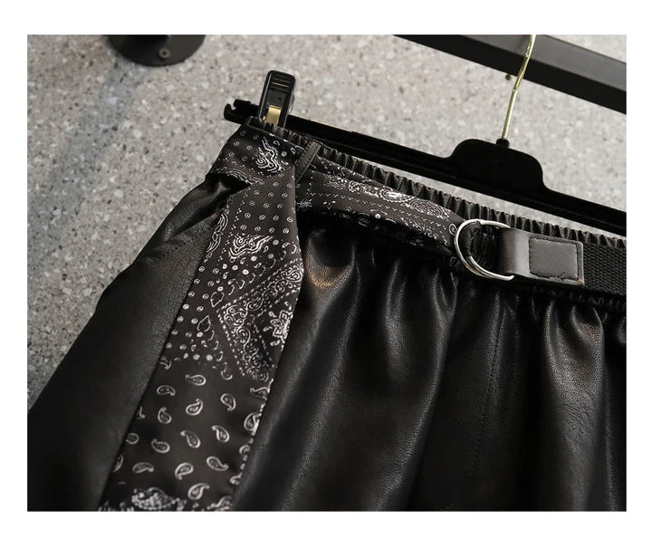 Comfortable Faux Leather Shorts with Elastic Waistband for Women-Green-2XL-State of Style