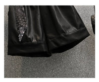 Comfortable Faux Leather Shorts with Elastic Waistband for Women-Green-2XL-State of Style