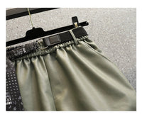 Comfortable Faux Leather Shorts with Elastic Waistband for Women-Green-2XL-State of Style