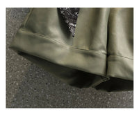 Comfortable Faux Leather Shorts with Elastic Waistband for Women-Green-2XL-State of Style