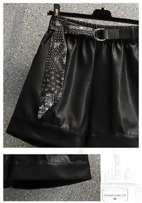 Comfortable Faux Leather Shorts with Elastic Waistband for Women-Green-2XL-State of Style