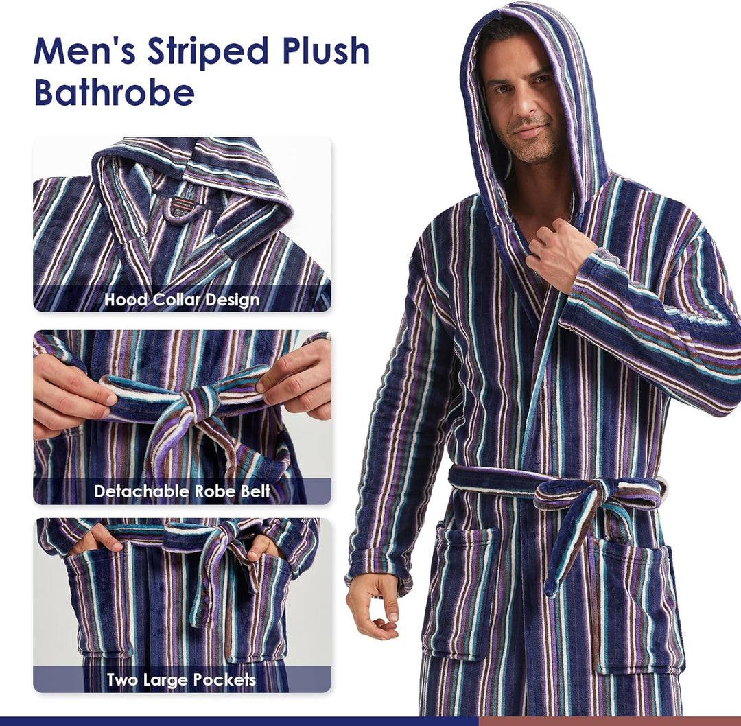 Comfortable Flannel Men's Bathrobe - James-Black-S/M-State of Style