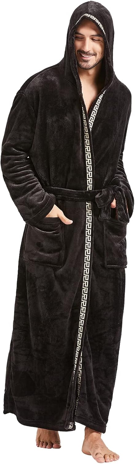Comfortable Flannel Men's Bathrobe - James-Black-S/M-State of Style