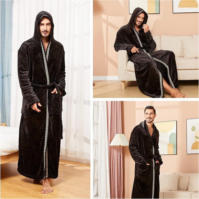 Comfortable Flannel Men's Bathrobe - James-Black-S/M-State of Style