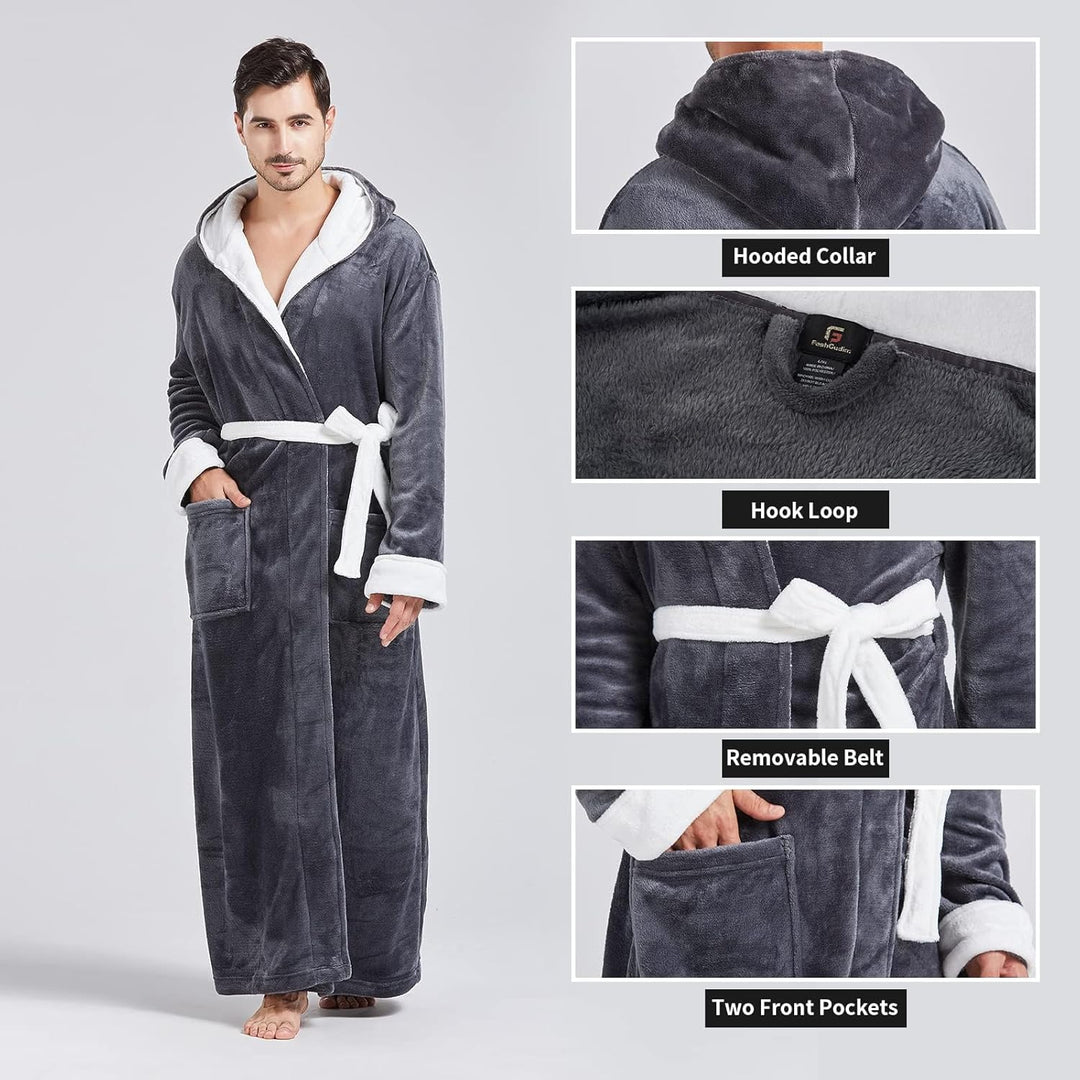 Comfortable Flannel Men's Bathrobe - James-Black-S/M-State of Style