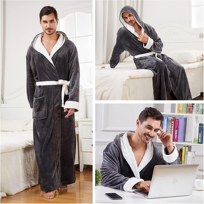 Comfortable Flannel Men's Bathrobe - James-Black-S/M-State of Style