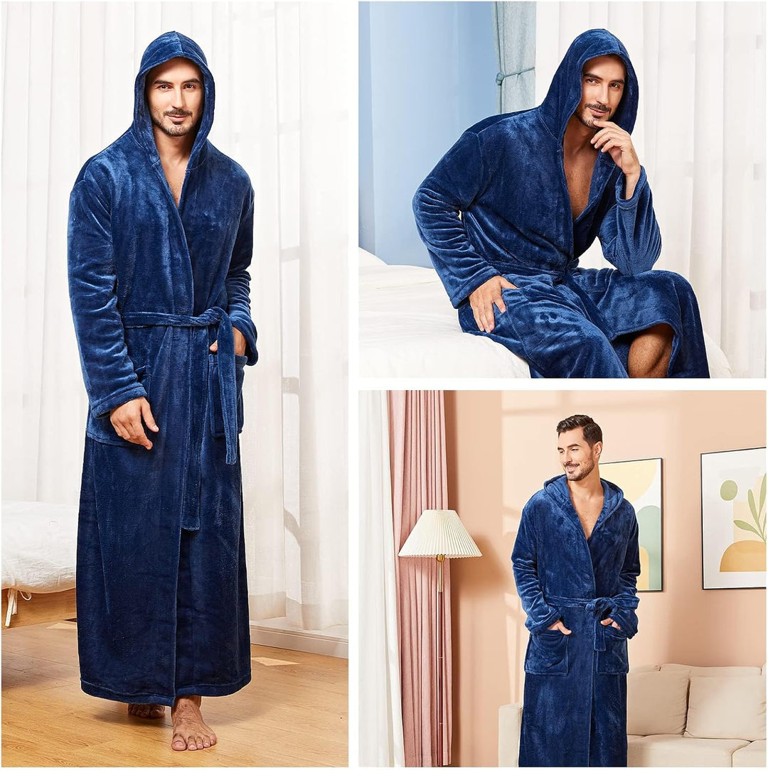 Comfortable Flannel Men's Bathrobe - James-Black-S/M-State of Style