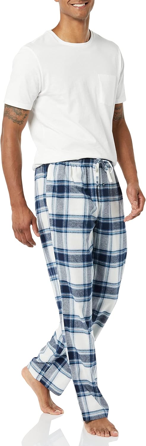 Comfortable Flannel Men's Pyjama Pants - Kyran-Grey White-S-State of Style