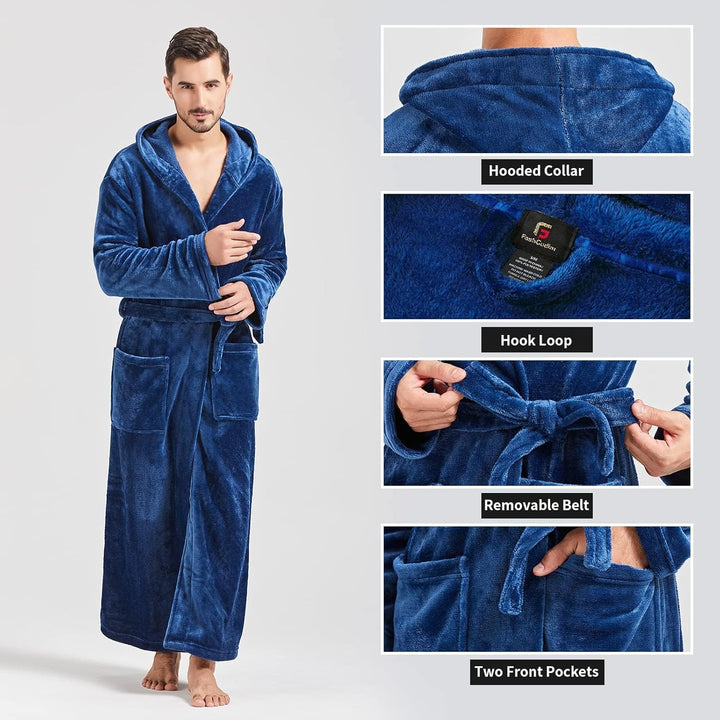 Comfortable Flannel Men's Robe - James-Black-S/M-State of Style