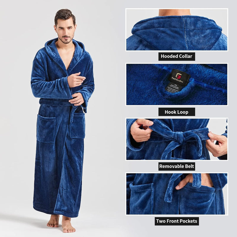 Comfortable Flannel Men's Robe - James-Black-S/M-State of Style