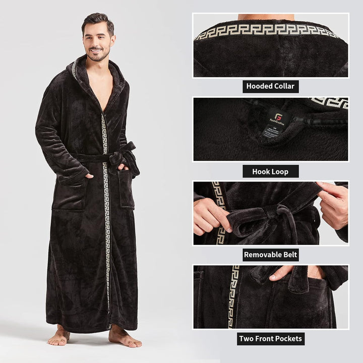 Comfortable Flannel Men's Robe - James-Black-S/M-State of Style