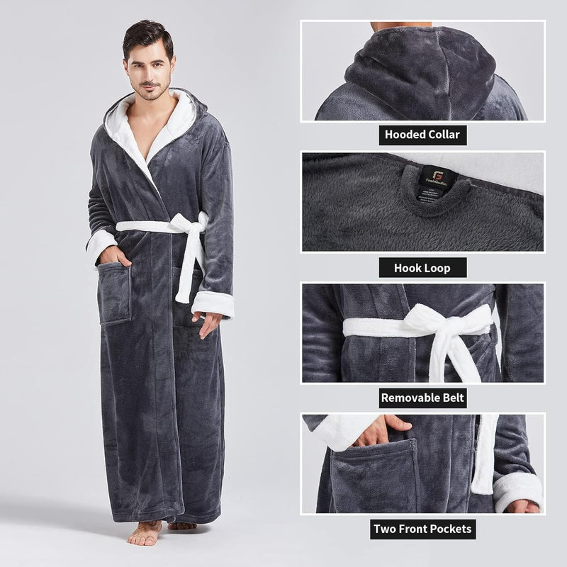 Comfortable Flannel Men's Robe - James-Black-S/M-State of Style