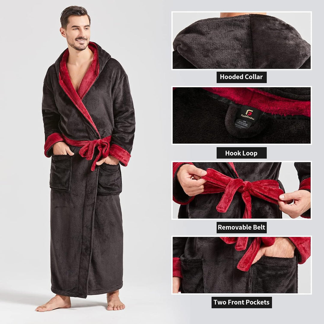 Comfortable Flannel Men's Robe - James-Black-S/M-State of Style