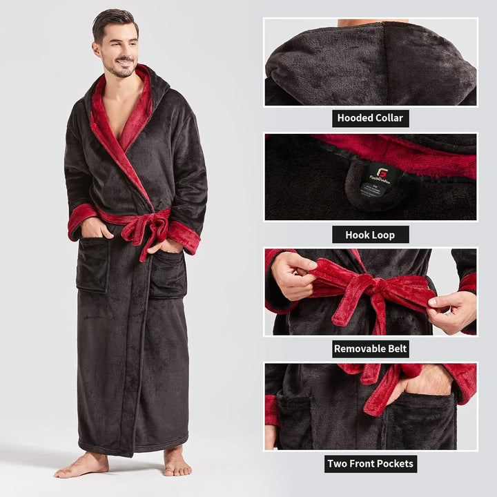 Comfortable Flannel Men's Robe - James-Black-S/M-State of Style
