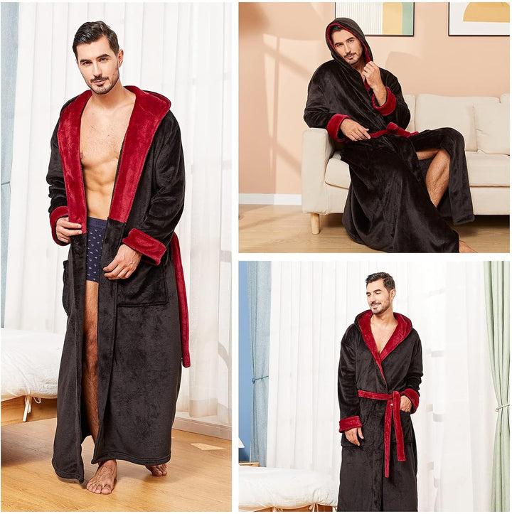 Comfortable Flannel Men's Robe - James-Black-S/M-State of Style