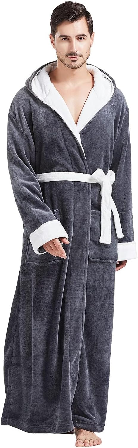 Comfortable Flannel Men's Robe - James-Grey/White-S/M-State of Style