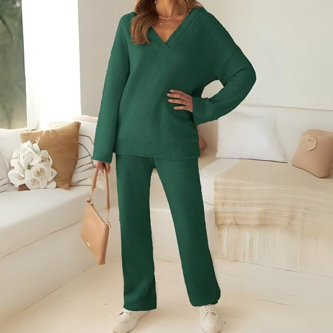 Comfortable Fleece Lounge Set - Rianne-Beige-S-State of Style