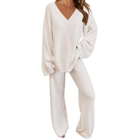 Comfortable Fleece Lounge Set - Rianne-Beige-S-State of Style