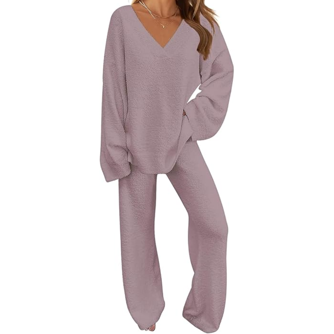 Comfortable Fleece Lounge Set - Rianne-Brown-S-State of Style