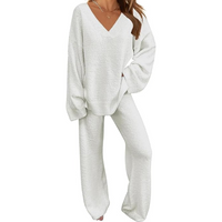 Comfortable Fleece Lounge Set - Rianne-White-S-State of Style