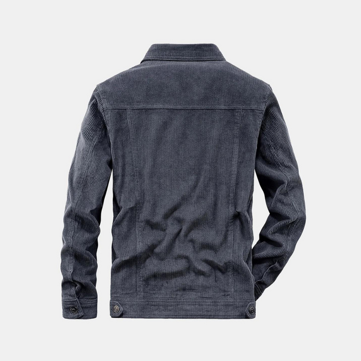 Comfortable Grey Corduroy Jacket - Rover-M-State of Style