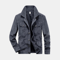 Comfortable Grey Corduroy Jacket - Rover-M-State of Style