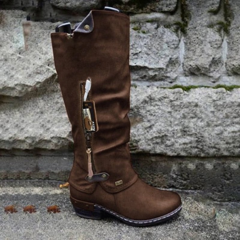 Comfortable High Boots with Storage Compartment - Alina-Brown-3.0-State of Style