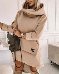 Comfortable Hoodie Dress - EllaCharm-Beige-S-State of Style