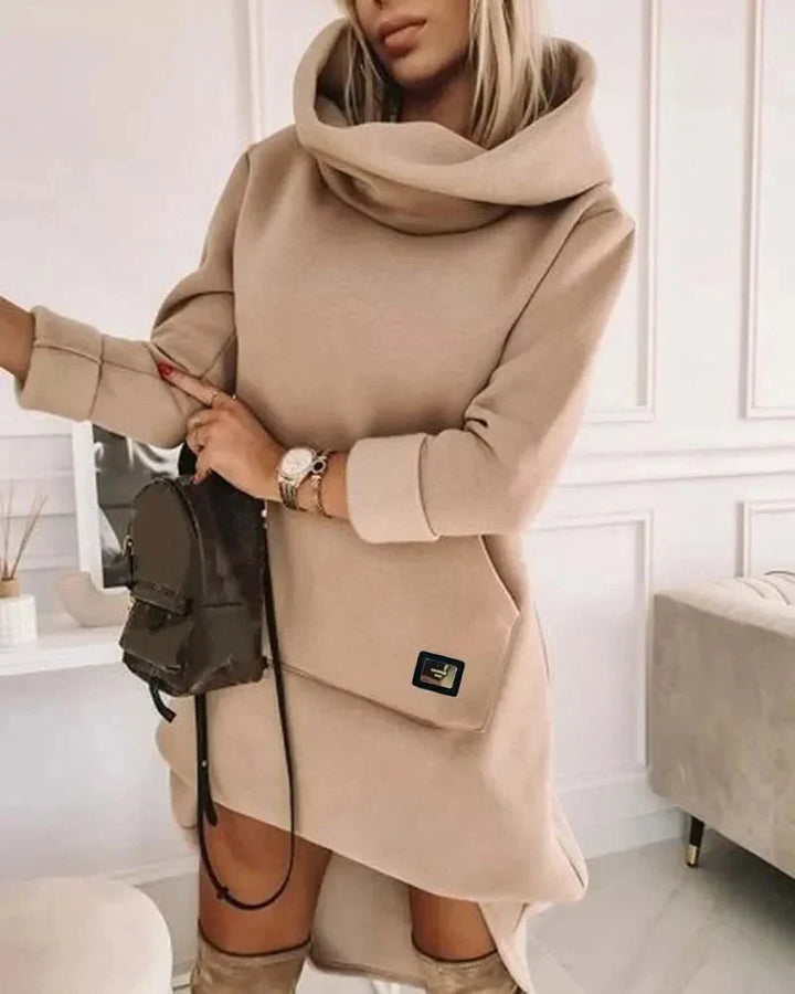 Comfortable Hoodie Dress - EllaCharm-Beige-S-State of Style