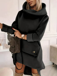 Comfortable Hoodie Dress - EllaCharm-Black-S-State of Style