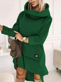 Comfortable Hoodie Dress - EllaCharm-Green-S-State of Style