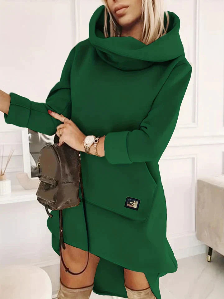 Comfortable Hoodie Dress - EllaCharm-Green-S-State of Style