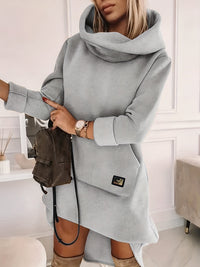 Comfortable Hoodie Dress - EllaCharm-Grey-S-State of Style