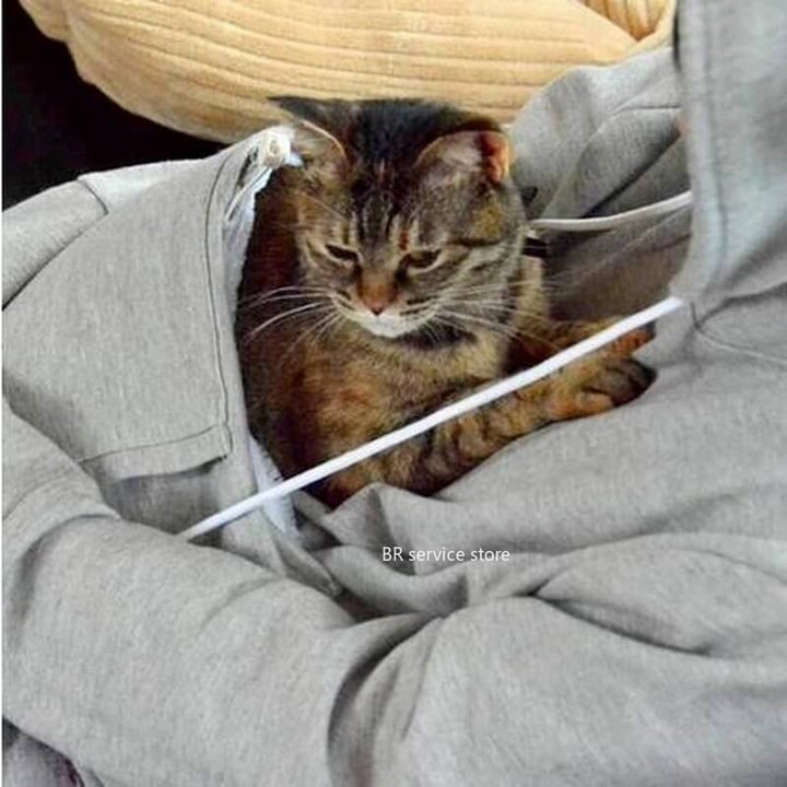 Comfortable Hoodie with Cat Pouch - CozyPurr-Black-S-State of Style