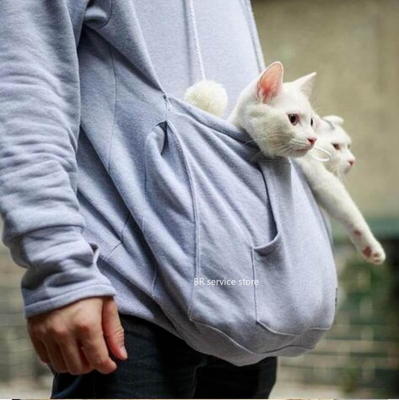Comfortable Hoodie with Cat Pouch - CozyPurr-Black-S-State of Style
