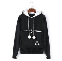 Comfortable Hoodie with Cat Pouch - CozyPurr-Black-S-State of Style