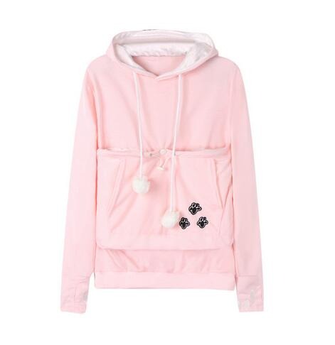 Comfortable Hoodie with Cat Pouch - CozyPurr-Pink-S-State of Style