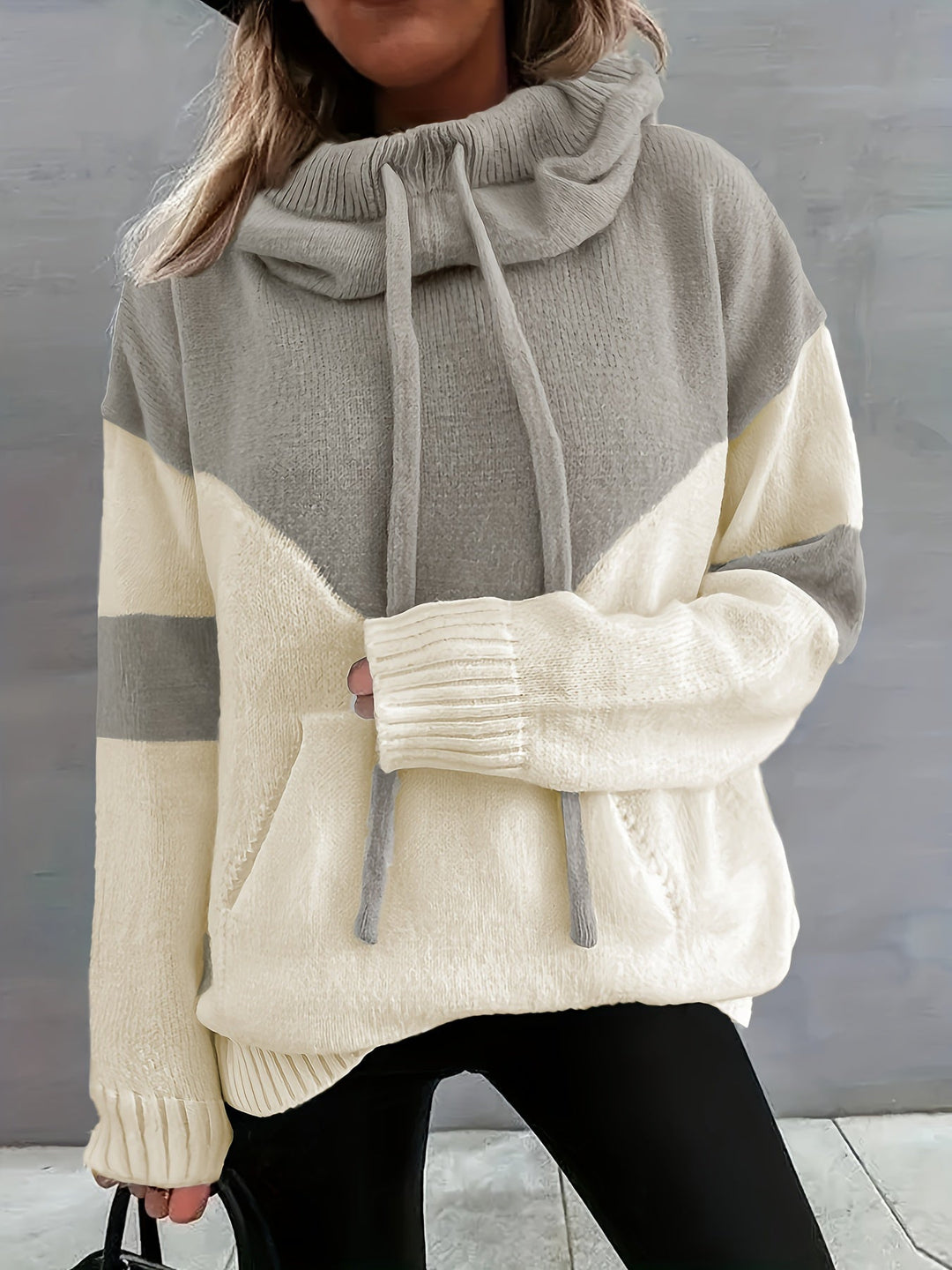 Comfortable Hoodie with Drawstring – Maya-Khaki-S-State of Style