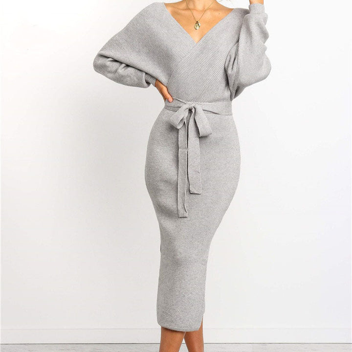 Comfortable Knit Dress | Stylish and Versatile-Grey-S-State of Style