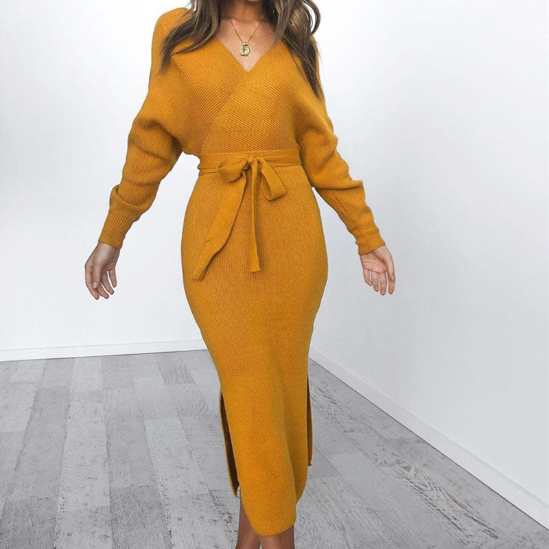 Comfortable Knit Dress | Stylish and Versatile-Yellow-S-State of Style