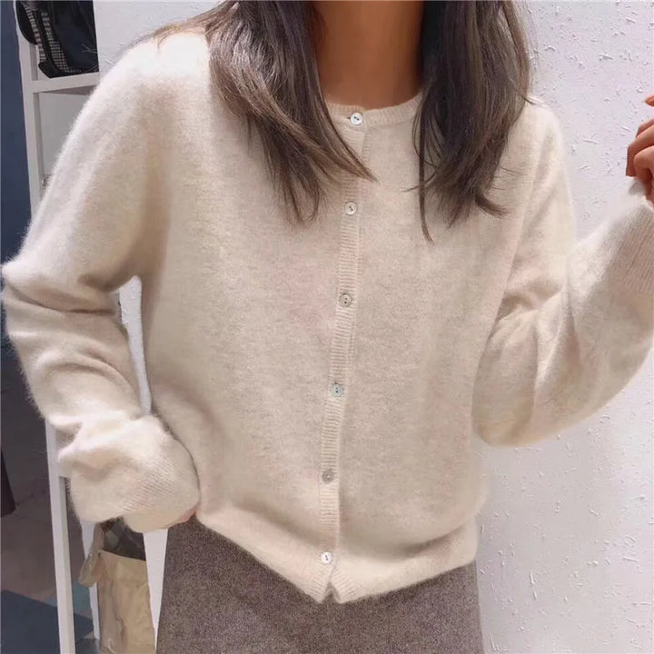 Comfortable Knitted Cardigan with Buttons - Isla-Apricot-State of Style