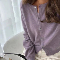 Comfortable Knitted Cardigan with Buttons - Isla-Purple-State of Style