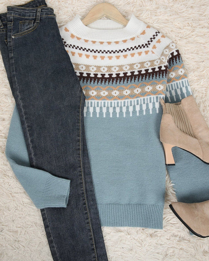 Comfortable Knitted Sweater for Women - CozyKnit-Blue-S-State of Style