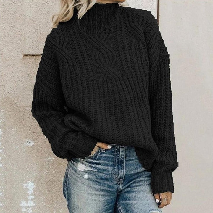 Comfortable Knitted Sweater with Roll Neck - Elise-Black-XS-State of Style