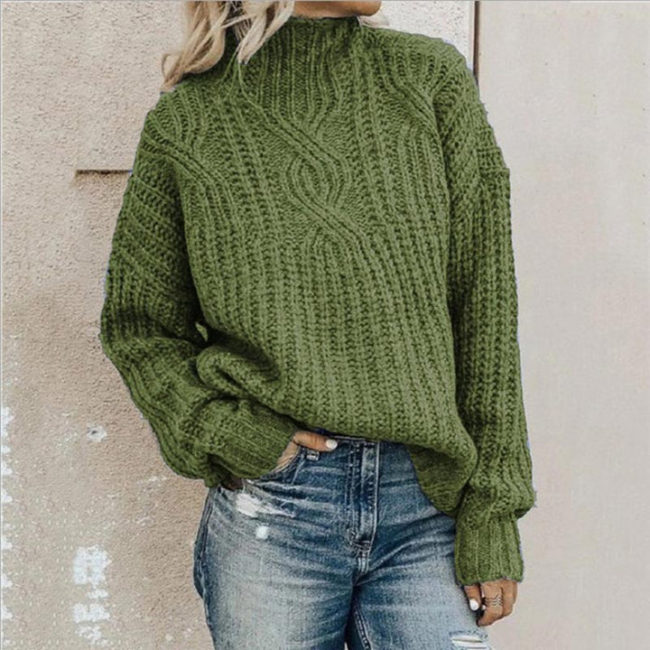 Comfortable Knitted Sweater with Roll Neck - Elise-Green-XS-State of Style