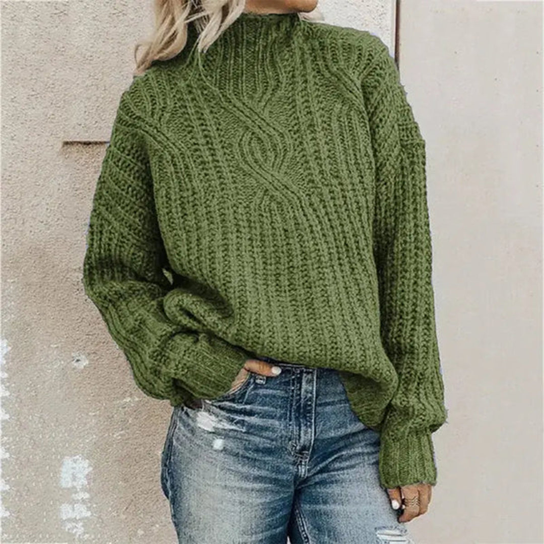Comfortable Knitted Women's Jumper - Lily-Green-One Size-State of Style