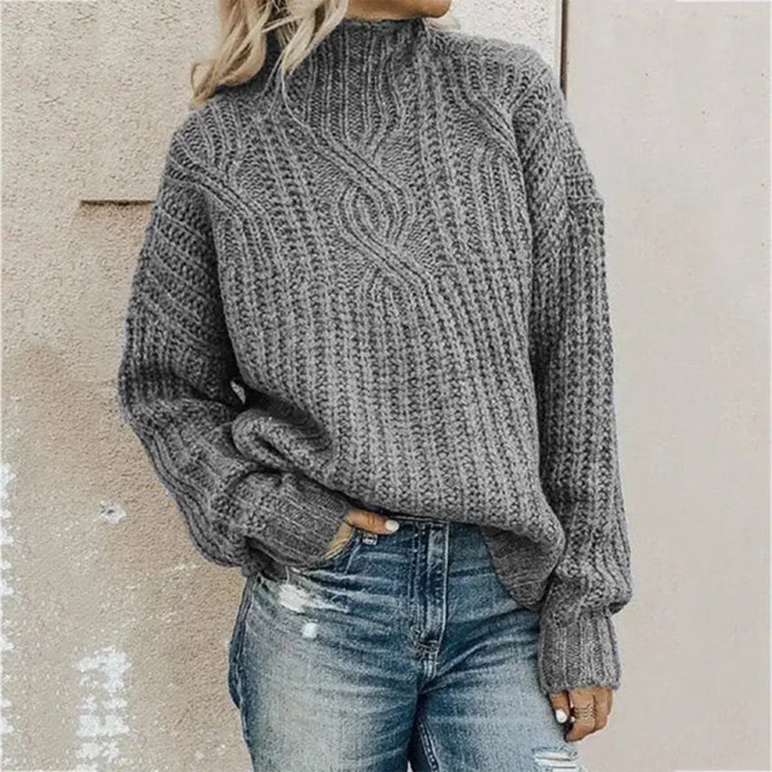 Comfortable Knitted Women's Jumper - Lily-Grey-One Size-State of Style