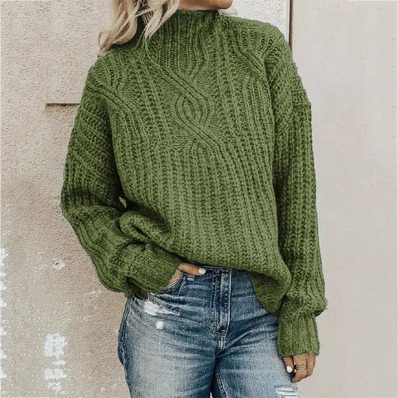 Comfortable Knitted Women's Sweater - Lily-Green-One Size-State of Style