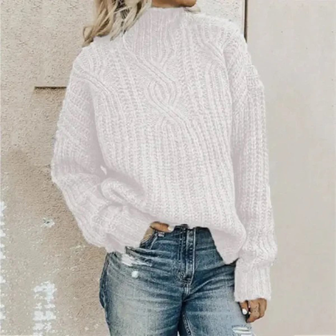 Comfortable Knitted Women's Sweater - Lily-White-One Size-State of Style